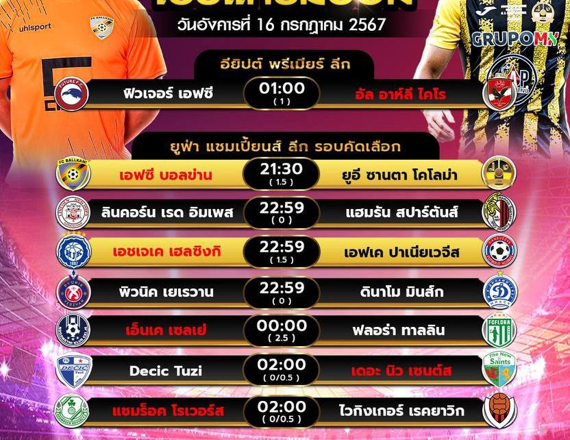 โปรแกรมบอล 16-7-67
