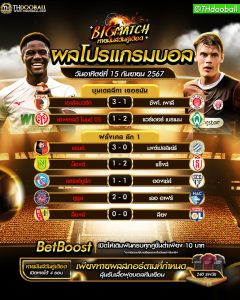 ผลโปรแกรมบอล15-9-67