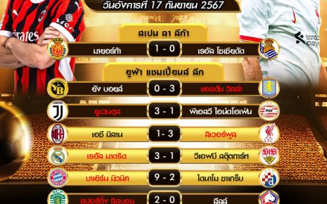 ผลโปรแกรมบอล17-9-67