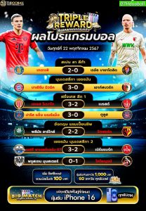 ผลโปรแกรมบอล22-11-67