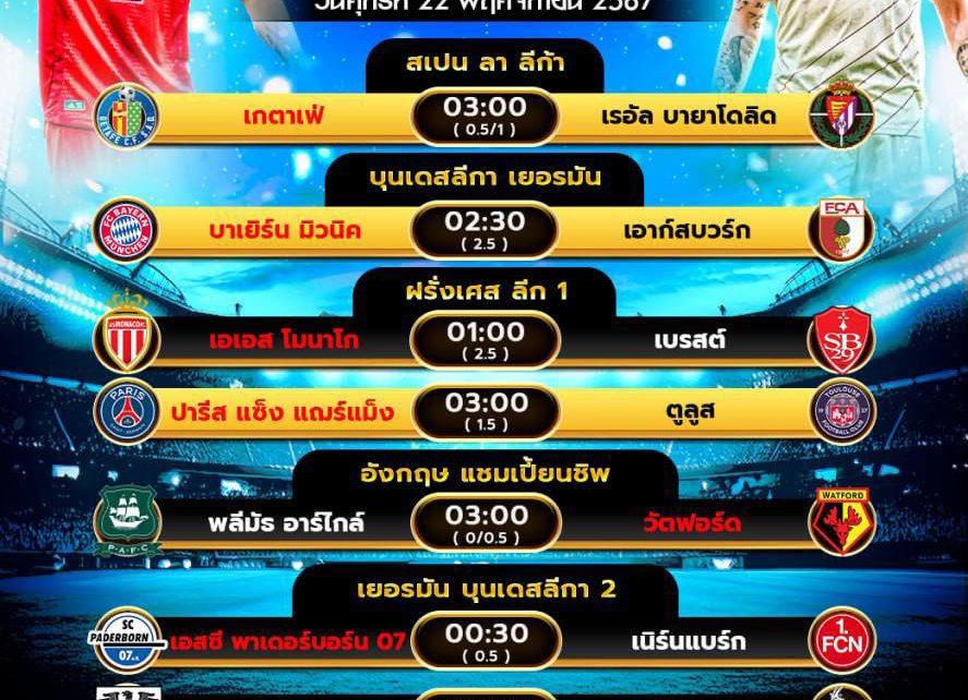 โปรแกรมบอล22-11-67