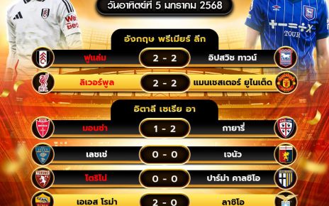 ผลโปรแกรมบอล05-01-68