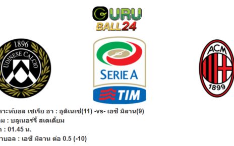 วิเคราะห์บอล เซเรีย อา : อูดิเนเซ่ vs เอซี มิลาน